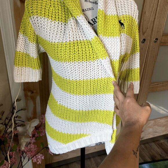 Abercrombie & Fitch Chunky Knit Sweater Women Sz S Green Open Front Y2K Preppy - Picture 4 of 7